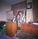116102-201نخستین سمینار جهانی محیط زیست در باشگاه وزارت امور خارجه با حضور رئیس جمهور وقت, آقای خامنه ای و مهندس غرضی-1363.2.30-( )-( )